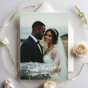 Convite Declaração de Foto de Casamento Modernos Recém-Cas