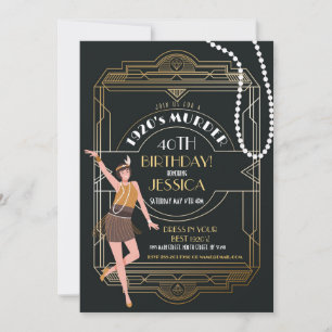 Convite Deco de Arte de 1920, Gatsby Party Black & Dourado