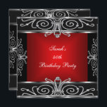Convite Deco de Arte Negra aniversário de 40 anos Vermelha<br><div class="desc">Deco Elegante de Arte Negra Vermelha aniversário de 40 anos. Elegante Clássica Todas Ocasião Apenas mude de idade. Convites de aniversário de festa Modelo</div>