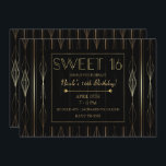 Convite Deco de Arte Preta e Dourada Doce 16 Festa de aniv<br><div class="desc">Personalizar para qualquer evento</div>