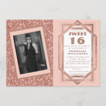Deco doce 16 rosa dourado brilho Gatsby foto