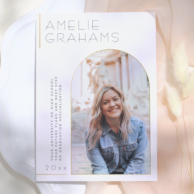 Convite Deco | Elegant Gold Arch Graduation Announcement (Criador carregado)