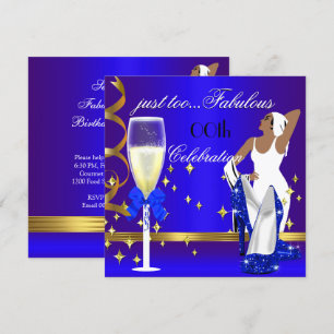 Convite Deco Lady Azul Real Dourado Demais Fabuloso Aniver