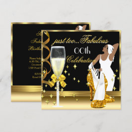 Convite Deco Lady Ouro Preto Demais Fabuloso Aniversário