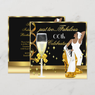 Convite Deco Lady Ouro Preto Demais Fabuloso Aniversário