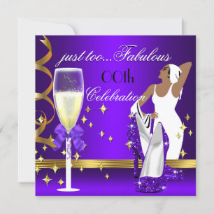 Convite Deco Lady Roxo Dourado Demais Fabuloso Aniversário