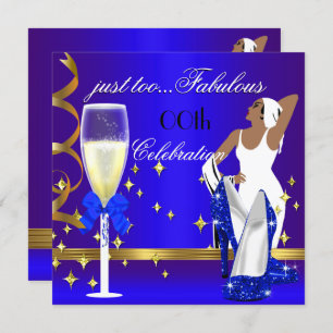 Convite Deco Lady Royal Blue Dourado Muito Fabuloso Aniver