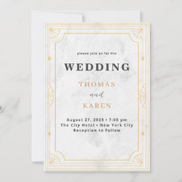 Convite Deco Moderno | Casamento de mármore branco