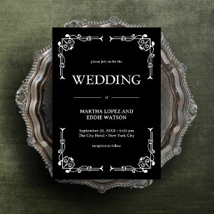 Convite Deco Moderno Casamento Elegante Preto e Branco c