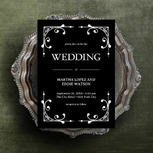 Convite Deco Moderno   Casamento Elegante Preto e Branco e