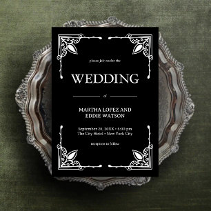 Convite Deco Moderno   Casamento Elegante Preto e Branco e
