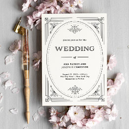 Convite Deco Moderno | Casamento negro e branco legante