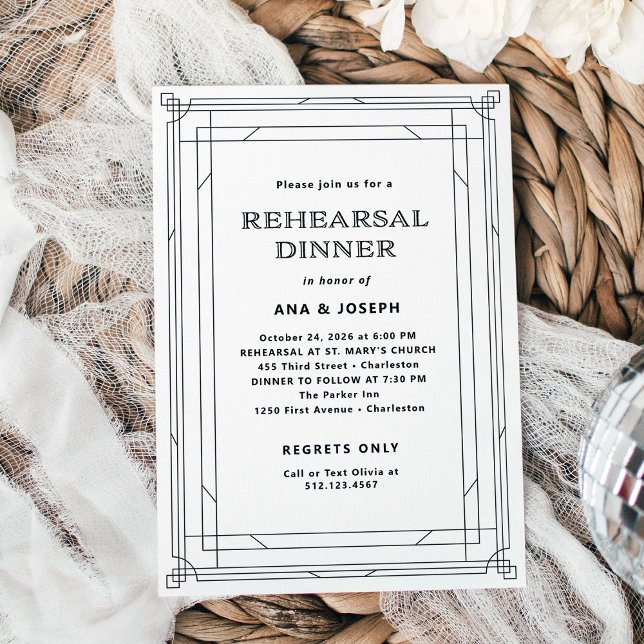 Convite Deco Moderno | Janto de ensaio preto-e-branco (Criador carregado)