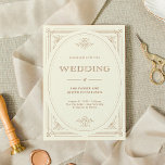 Convite Deco Moderno | Marfim Elegante e Casamento Dourado<br><div class="desc">Estes convites de casamento glamourosos apresentam um spin moderno em deco de arte clássico. Um ornamentado,  falso quadro geométrico dourado e ornamentação decoram um fundo marfim elegante para um olhar dramático e casamento vintage.</div>