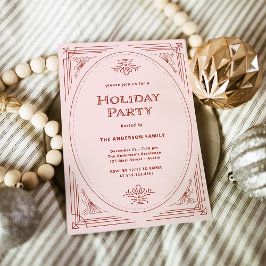 Convite Deco Moderno | Partido Elegante, Rosa e Feriado Ve