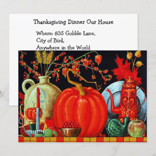 Convite Decoração de Abóbora Pintura Antiga Festiva de Out