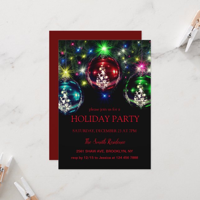 Convite decoração de Ano Novo, estrela de Natal (Frente/Verso In Situ)