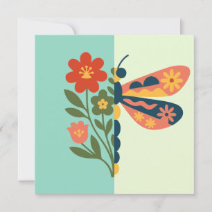 Convite Decoração de borboleta colorida com elementos flor
