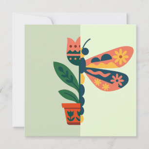 Convite Decoração de borboleta colorida com elementos flor