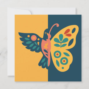Convite Decoração de borboleta colorida com elementos flor