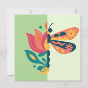 Convite Decoração de borboleta colorida com elementos flor
