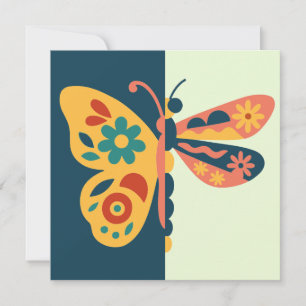 Convite Decoração de borboleta colorida com elementos flor