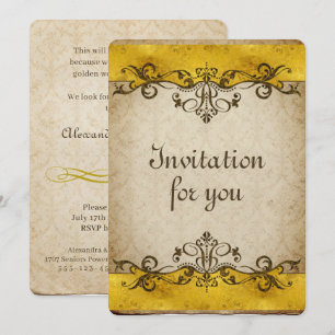 Convite Decoração de Borda Vintage 1 - dourado