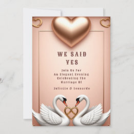 Convite 🌸 Decoração de casamento com cisne em dourado ros