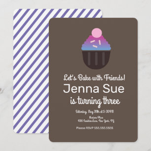 Convite Decoração de Cupcake de Aniversário Minimalista co