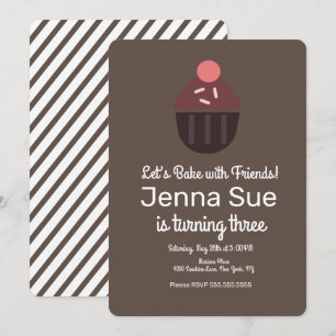 Convite Decoração de Cupcake de Aniversário Minimalista co