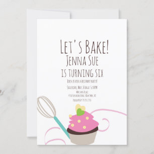 Convite Decoração de Cupcake de Aniversário Rosa