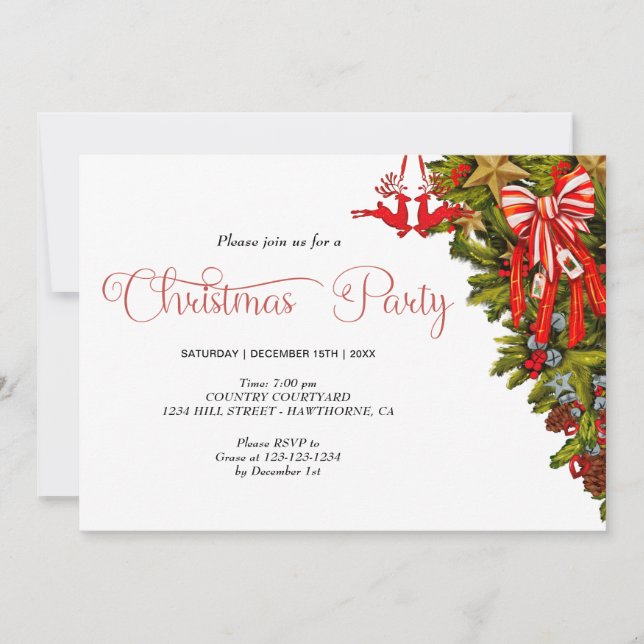 Convite decoração de festa de natal verde e natal (Frente)