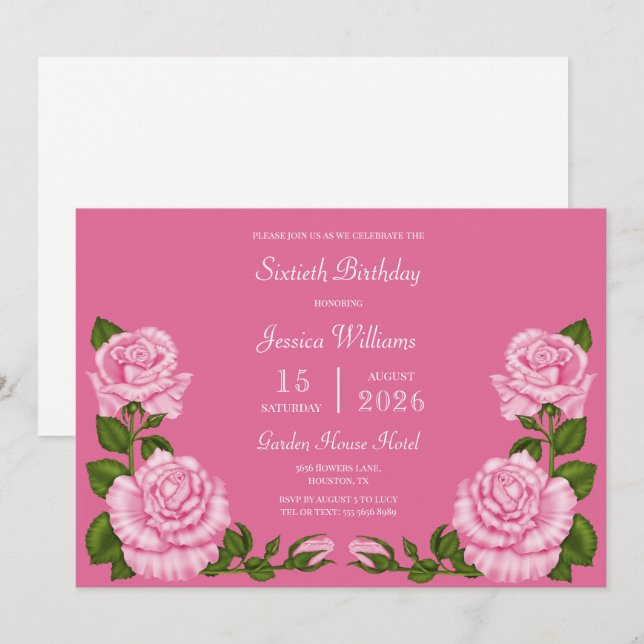 Convite Decoração de Flor de Cerejeira Rosa para 60º Anive (Frente/Verso)
