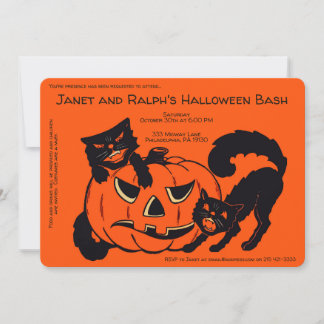 Convite Decoração de Halloween retrô personalizável