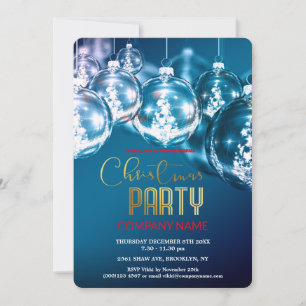 Convite Decoração de Natal Corporativa Azul Moderna Vintag