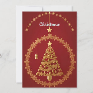 Convite Decoração de Natal de Árvore de Natal Dourada Eleg