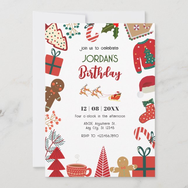 Convite decoração de Natal divertido aniversário (Frente)