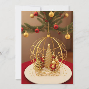Convite Decoração de Natal Dourada Elegante