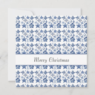 Convite decoração de Natal em azul de Delft personalizável