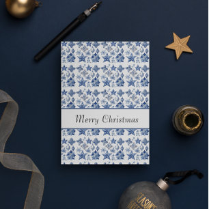 Convite decoração de Natal em azul de Delft personalizável