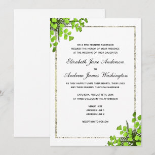 Convite Decoração de Samambaia de Canto Elegante Casamento