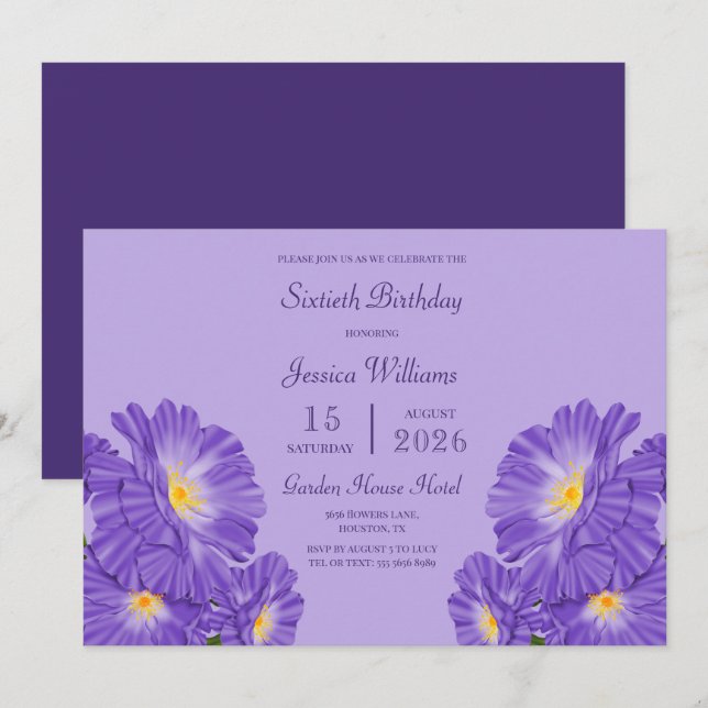 Convite Decoração de Vinca para 60º Aniversário (Frente/Verso)