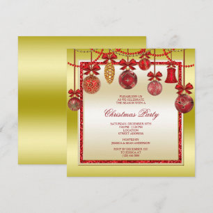 Convite Decoração Delicada Festa de Natal Vermelha e Dou