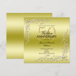 Convite Decoração Dourada 50º Aniversário de Casamento