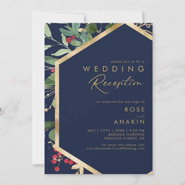 Convite Decoração Moderna de Natal Recepção de Casamento A (Frente)