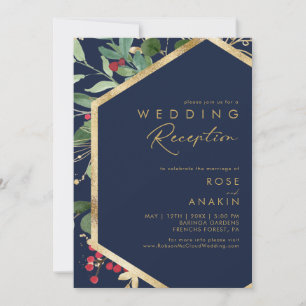Convite Decoração Moderna de Natal Recepção de Casamento A