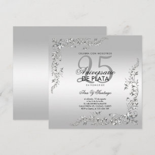 Convite Decoração Prata 25º Aniversário de Casamento
