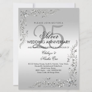 Convite Decoração Prata Aniversário de Casamento 25 Anos