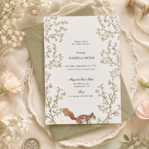 Convite Decoração Rústica de Chuveiro de Bebê de Esquilo d