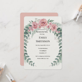 Convite Decoração Verde Com Flores Rosa Despedida de Solte
